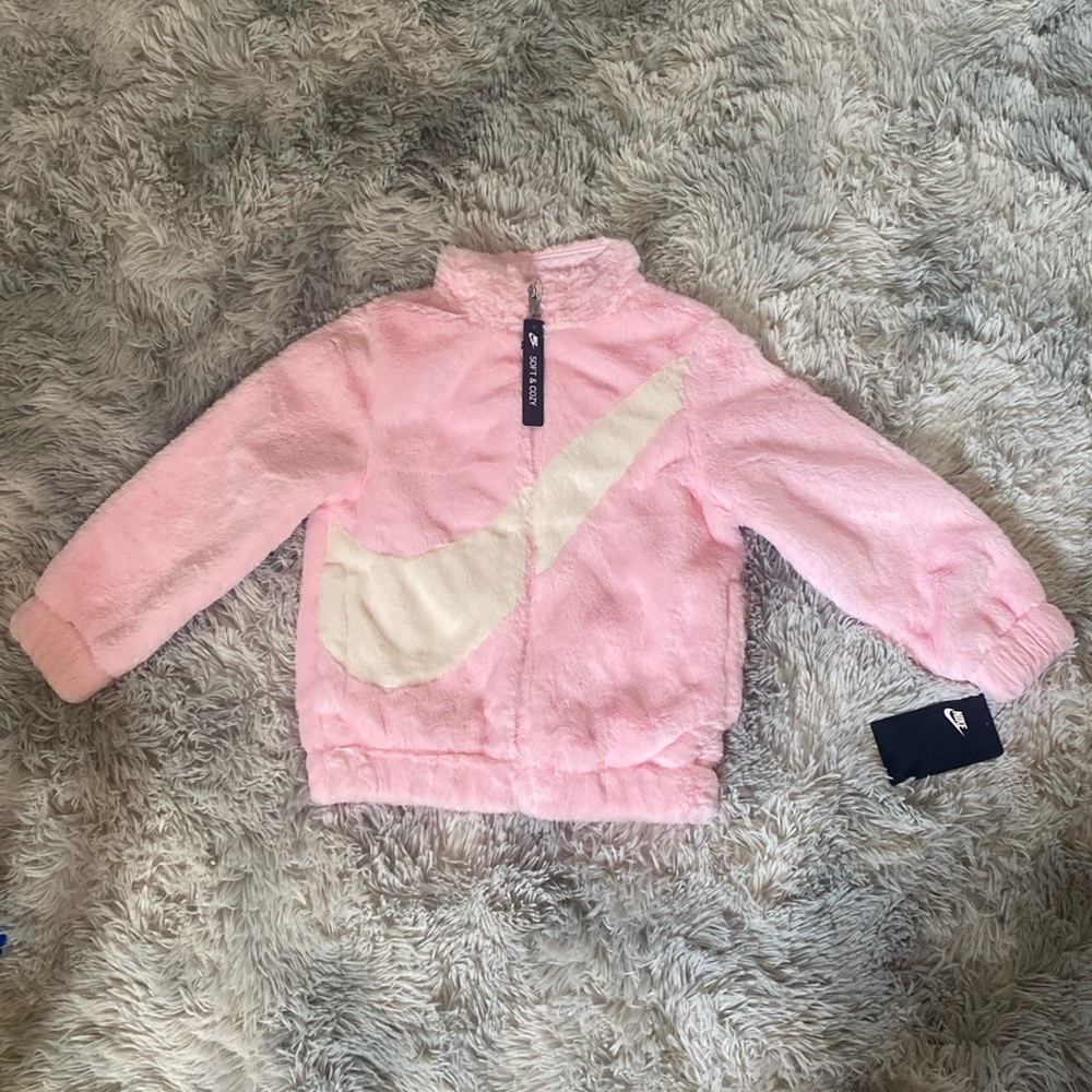 Nike Little Kids' Swoosh Faux Fur Jacket